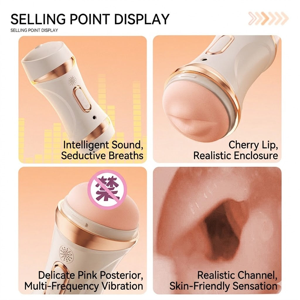 Dual-Entry Male Stroker Double Channel Soft TPE Vibrating Adult Pleasure Toy